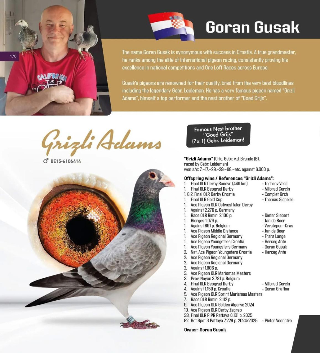 

69. Final Race 422km KIRKOVO BG
54. Ace Pigeon

Derby Superstar OLR · Season 2026 - 
ZAPOTYNSKYI - RATA 
 UKR 26 3369365 